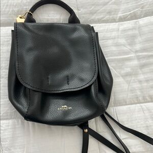Coach Black Leather Backpack “new”